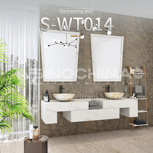Modern and simple style bathroom, marble sink, wall-mounted sink, natural marble customization, combination of light  luxury wall-mounted marble sink S-WT014  